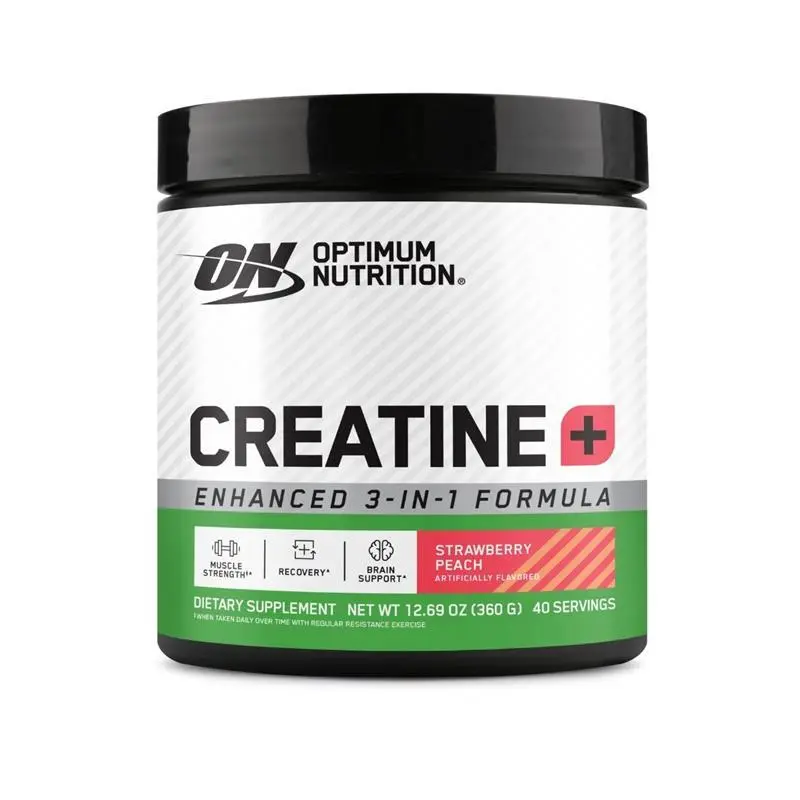 Optimum Nutrition Creatine+, Strawberry Peach, 360 g retail tub