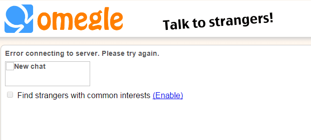 Omegle error connecting to server