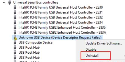 Uninstall USB from Device Manager