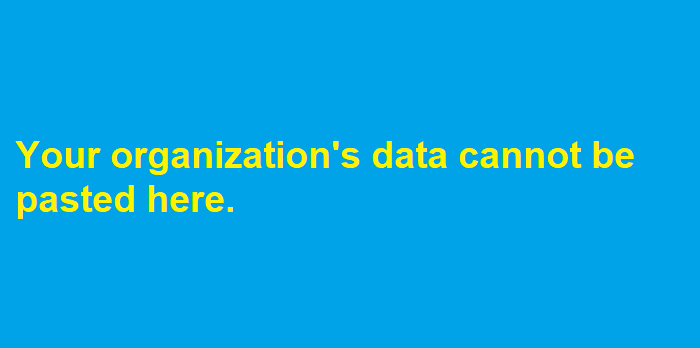 "Your organization's data cannot be pasted here"