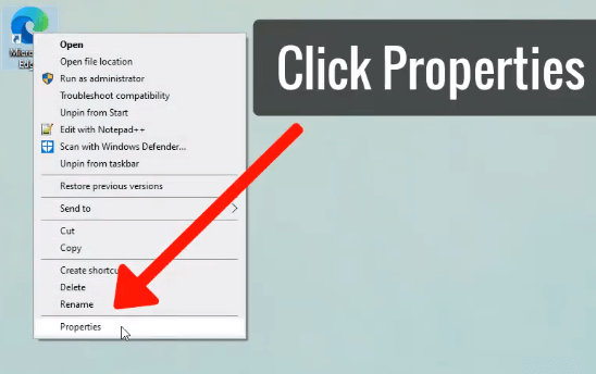 click on properties