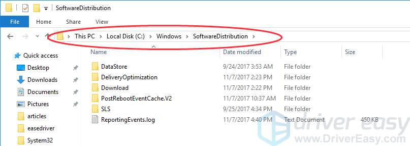 delete or rename the software distribution folder