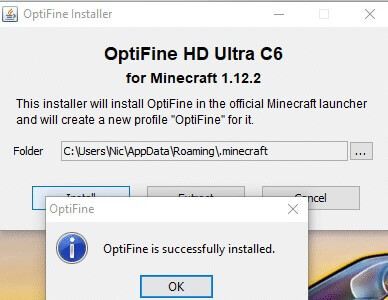 how to install optifine in pc