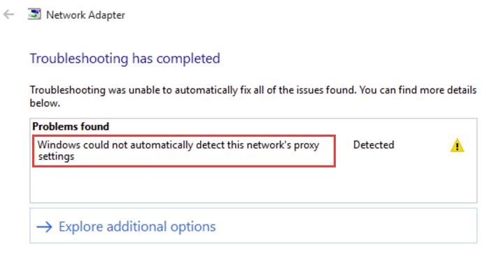 windows could not automatically detect this network's proxy settings